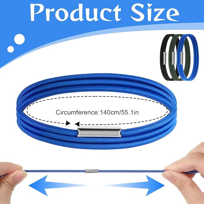 Trash Can Bands, Garbage Can Rubber Bands Heavy-Duty Garbage Bag Holder Elastic Band for 13-96 Gallon Bins, Band to Hold Trash Bags in Place, Set of 3 in Black Blue Green