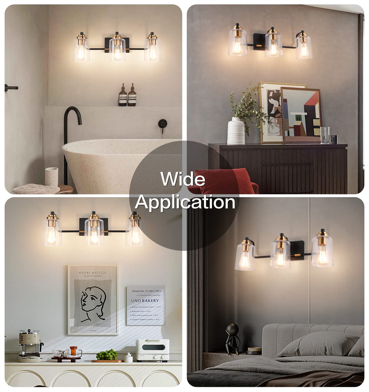 SOLFART Bathroom Light Fixtures 3-Light Vintage Bathroom Vanity Light Over Mirror Wall Sconces in Black Brass Vanity Lights for Bath(Brass)