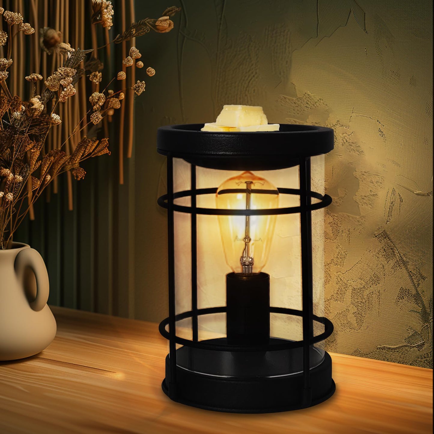 LIFFY Electric Fragrance Warmer - Wax Warmer for Scented Wax - Adjustable Brightness, Regular Shutdown and 2 Edison Bulbs Replacement, Cute Melter for Home Decor Office, Birthday Gifts for Women