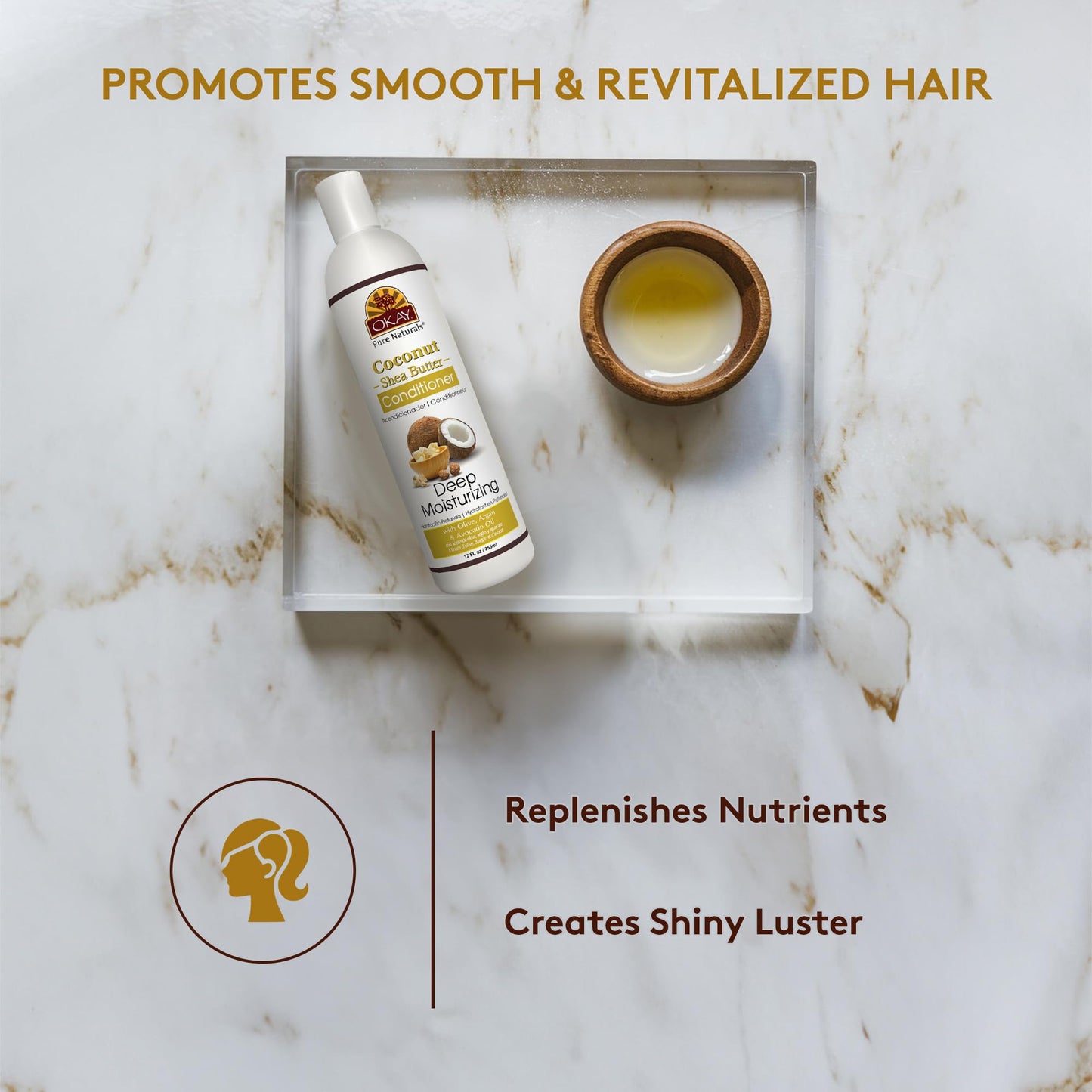 OKAY | Coconut & Shea Butter Conditioner | For All Hair Types & Textures | Fortify - Strengthen - Revitalize | With Olive, Argan