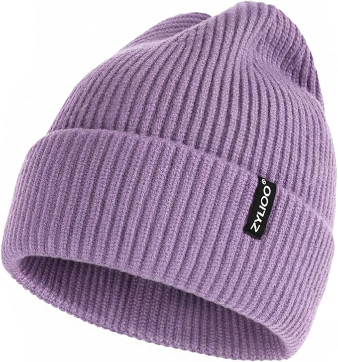 Zylioo Oversize Beanie Hats, XXL Big Size Ribbed Knit Cuffed Winter Hat for Cold Weather, Warm Skull Watch Cap