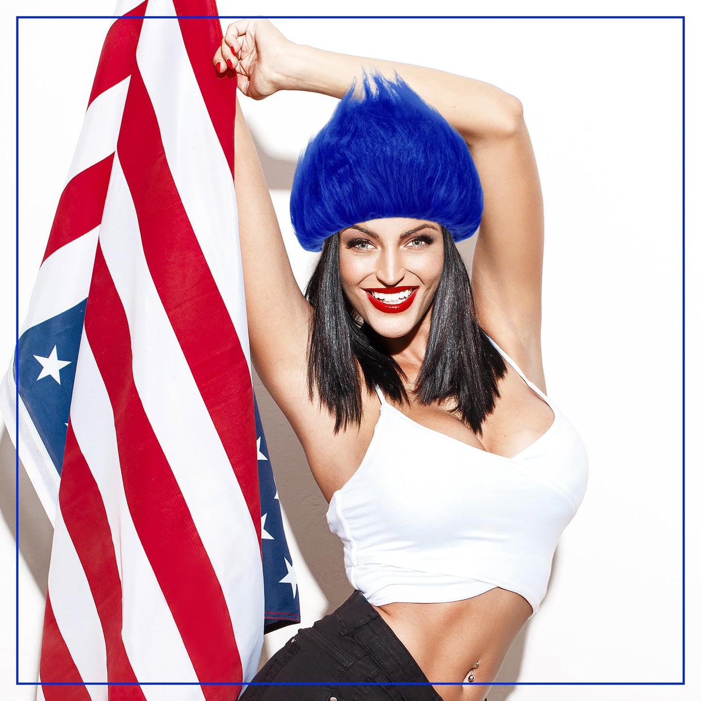 Geyoga 2 Pcs Unisex Funny Wig Hairy Costume Funky Hairband Crazy Wig Hair for Halloween Costume Party (Royal Blue)
