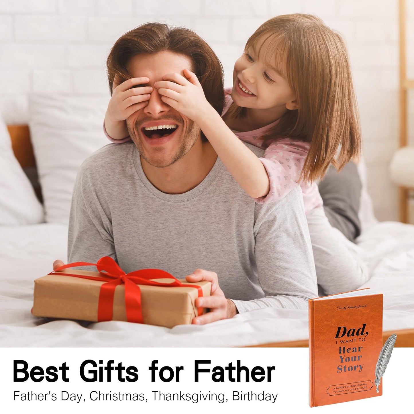 Dad, I Want to Hear Your Story, Gifts for Dad, Leather Hardcover Journal with Prompts 250+, Papa Gifts for Birthday, Father's Day, Christmas, Dads Story Memory Book, Guided Journal to Share His Life
