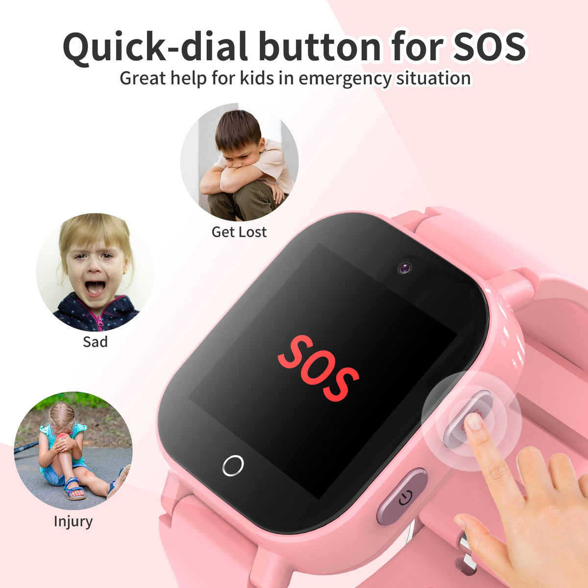Kids Smart Watches Girls with GPS Tracker, GPS Watch for Kid Age 5-12 with Video & Voice Calling Texting SOS Puzzle Games Alarm Camera Pedometer Sport Mode, Kids Cell Phone Watch for 6 7 8 9 10(Pink)