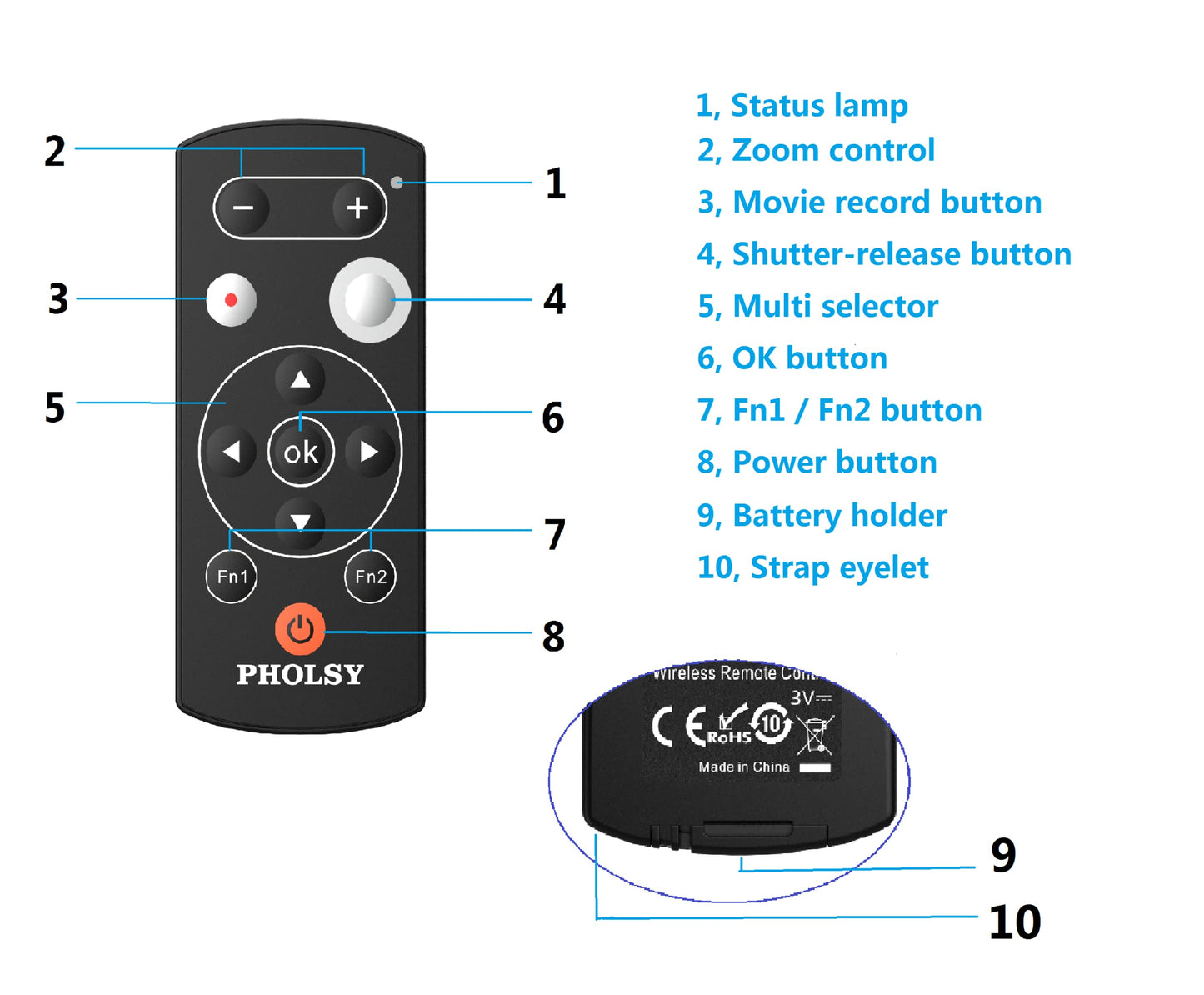 Ml-L7 Bluetooth Pholsy Camera Remote Shutter Release Control Compatible With Nikon Z30, Z6 Ii, Z7 Ii, Z Fc, Z50, Coolpix B600, A