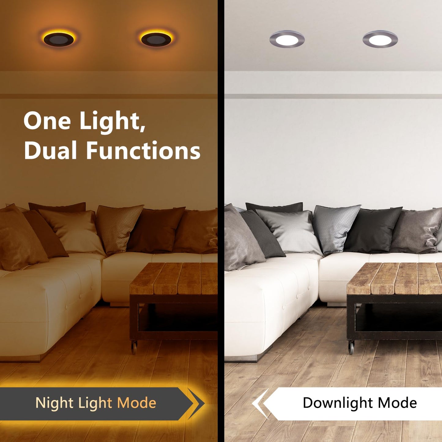 CycevSun Brushed Nickel Recessed Lighting 4 Inch with Night Light 16 Pack, Canless Ultra Thin Wafer Downlight Outdoor Exterior Soffit, Dimmable & 5CCT Selectable, 9W, ETL & Energy Star