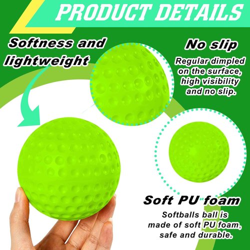 Deekin 24 PCS Pitching Machine Softballs, Dimpled Softballs, Practice Foam Sport Pitching Machine Game Ball for Indoor Outdoor Practice, 2 Dozen(12 Inch,Green)