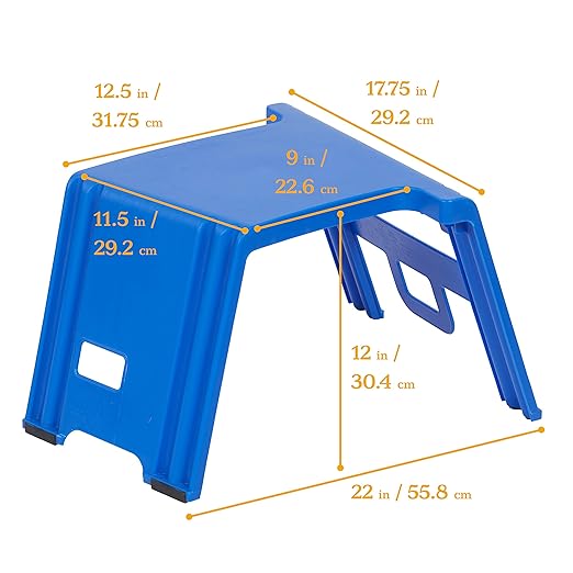 ECR4Kids Linking Stool Set, Flexible Seating, Blue, 4-Piece