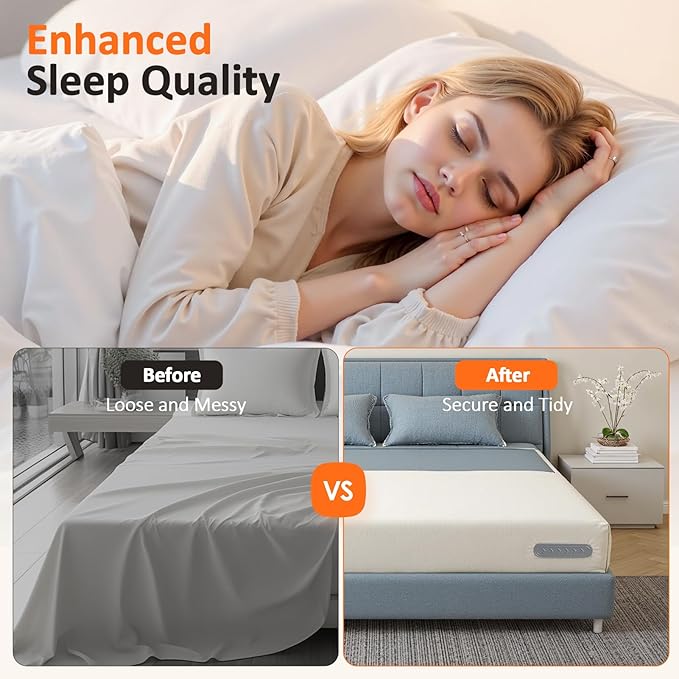Bed Sheet Holders for Corners: 4Pcs Fitted Sheet Holder with Locks, Sheet Clips Fits Mattress, Upgrade Sheet Holders Keep Sheets Firm & Tight, Heavy Duty Sheet Fasteners
