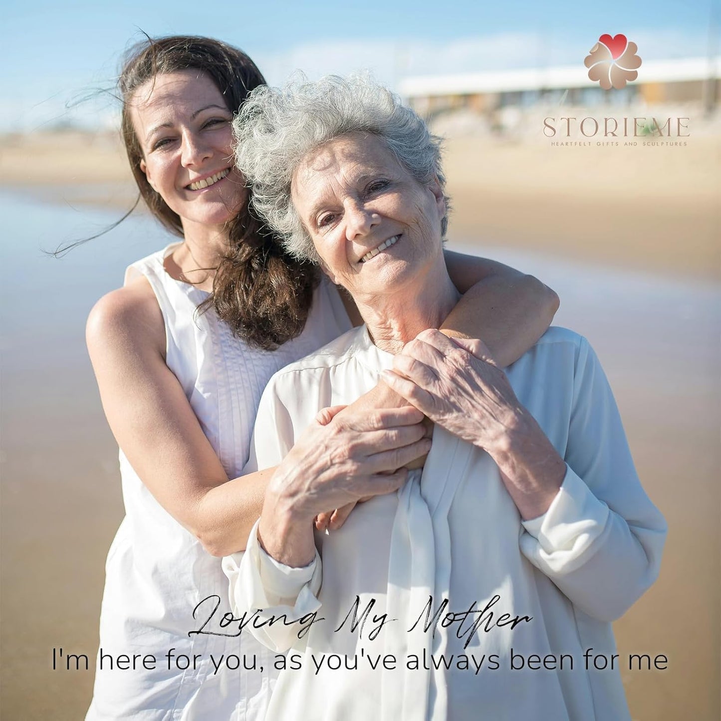 Storieme Birthday Gifts for Mom from Daughter - Mother Daughter Sculpture Keepsake for Mothers Day Christmas - Hand in Hand Figurine Gift to Mother or Daughter