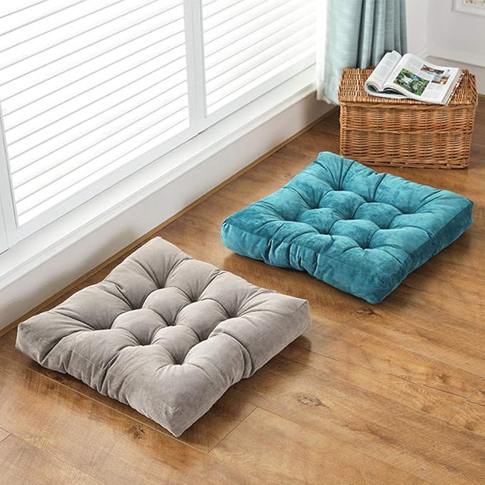 Tiita Indoor/Outdoor Chair Cushions 22" x 22" Seat Pillow Cushion Set of 2 Square Chair Pads for Sitting Patio Garden Floor Throw Pillows, Coffee