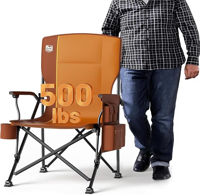 TIMBER RIDGE Oversized Folding Camping Chair High Back Heavy Duty for Adults Support up to 500lbs with Cup Holder, Side Po...