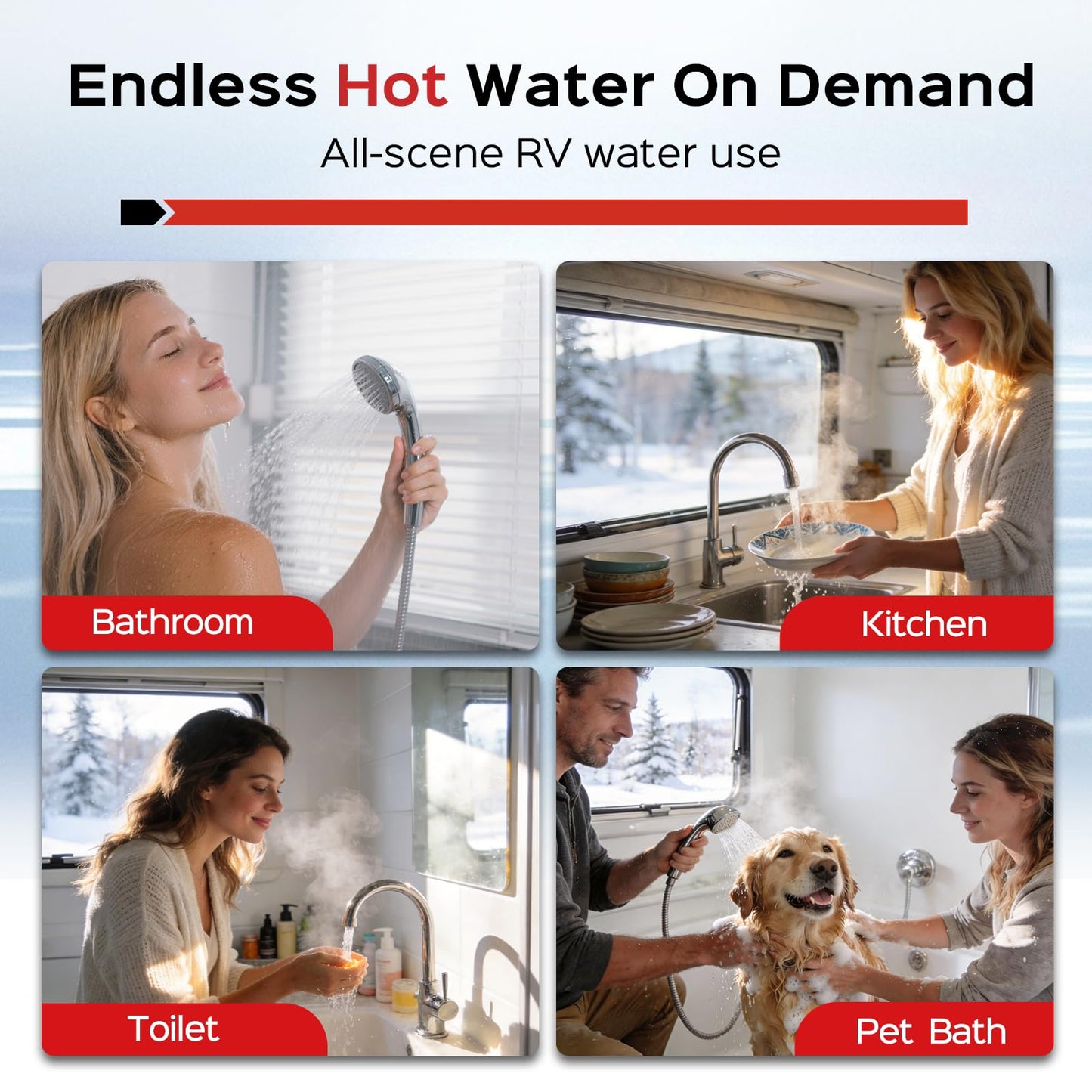 RVPart Pro 60,000 BTU RV Tankless Water Heater, 12V DC, Ideal for RV Families & Campers, Propane Gas On-Demand Instant Hot Water Heater, 3 Optional Door Sizes for Refitment, Compatible with All RVs