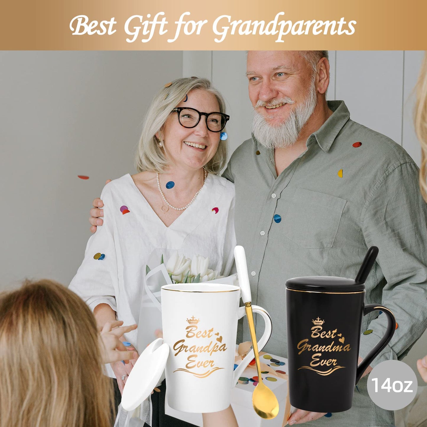 Cabtnca Grandparents Gifts, Best Grandma Grandpa Ever Mug Set, Grandma Grandpa Mugs, Grandma Grandpa Gifts, Grandparents Christmas Gift, Gifts for Grandparents from Granddaughter Grandkids, 14Oz