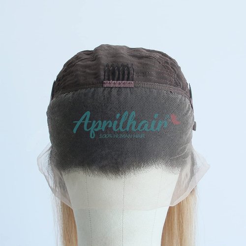 Aprilhair Pre-plucked Ombre #1B/27 Dark Root Honey Blonde Ear To Ear Lace Front Wigs Straight Glueless 150% Density Brazilian Virgin Human Hair With Baby Hair Full (14" inch, Lace Front Wig Straight)