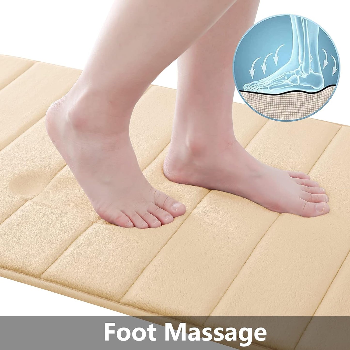 Buganda Memory Foam Bath Mat, 35.4" x 24", Ultra Soft and Non-Slip Bathroom Rugs, Water Absorbent and Machine Washable Bath Rug Runner for Bathroom, Shower, and Tub, Gold
