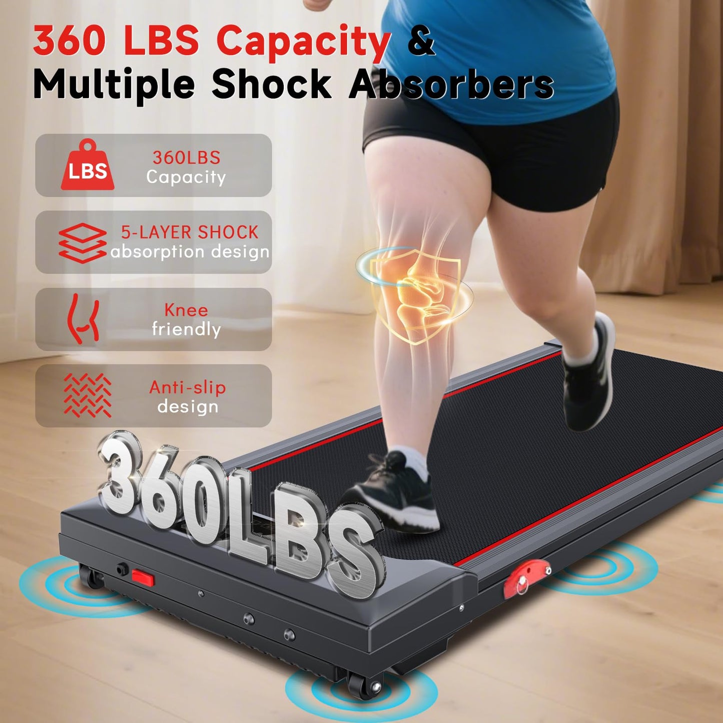 Joxir Walking Pad Treadmill with Incline, 7.5MPH Under Desk Treadmill for Home Office, 360 Lbs Capacity Portable Treadmills with Remote Control, Led Display