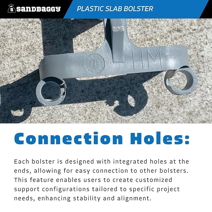 Sandbaggy Plastic Slab Bolster - Continuous Rebar Support Chair - Snap & Lock Ends, Flexible Design - 29 Rebar Capacity (100, 1-1/2 in x 2.5 ft (H x L))