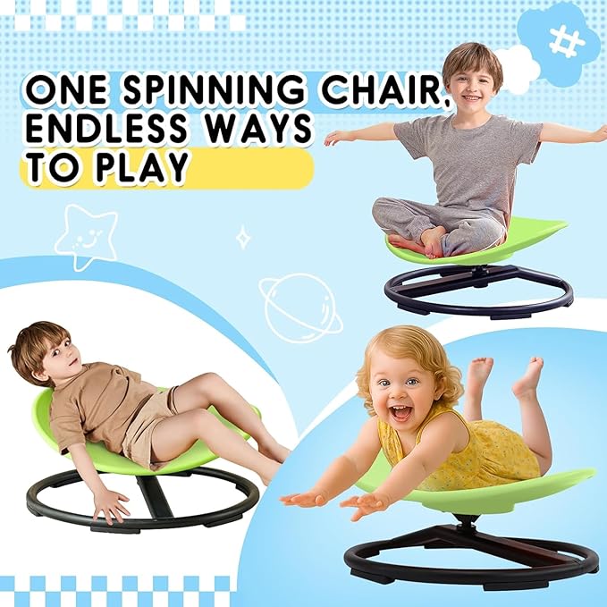 GAKINUNE Sensory Spinning Chair for Autistic Kids, Swivel Spin Chair for Autism, Sit and Spin Toy for Autistic Children, Indoor Outdoor Toys, Toddler Chair for ADHD, Balance & Coordination (Green)