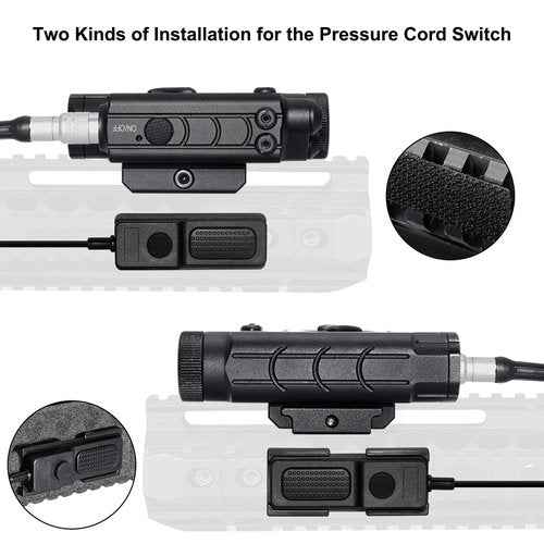 1200 Lumens Tactical Flashlight Dual Laser Combo for Rifle, with Momentary/Constant/Strobe Model, Green and Blue Laser & Tactical Flashlight Multi-Function Combo, with 9-inch Remote Pressure Switch