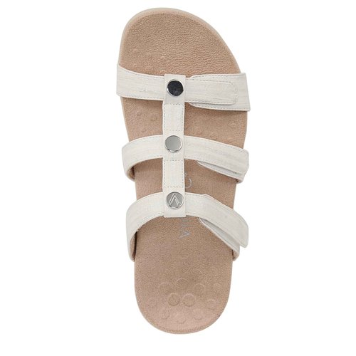 VIONIC Women's Amber Pearl Slides Sandal, White Metallic, 9