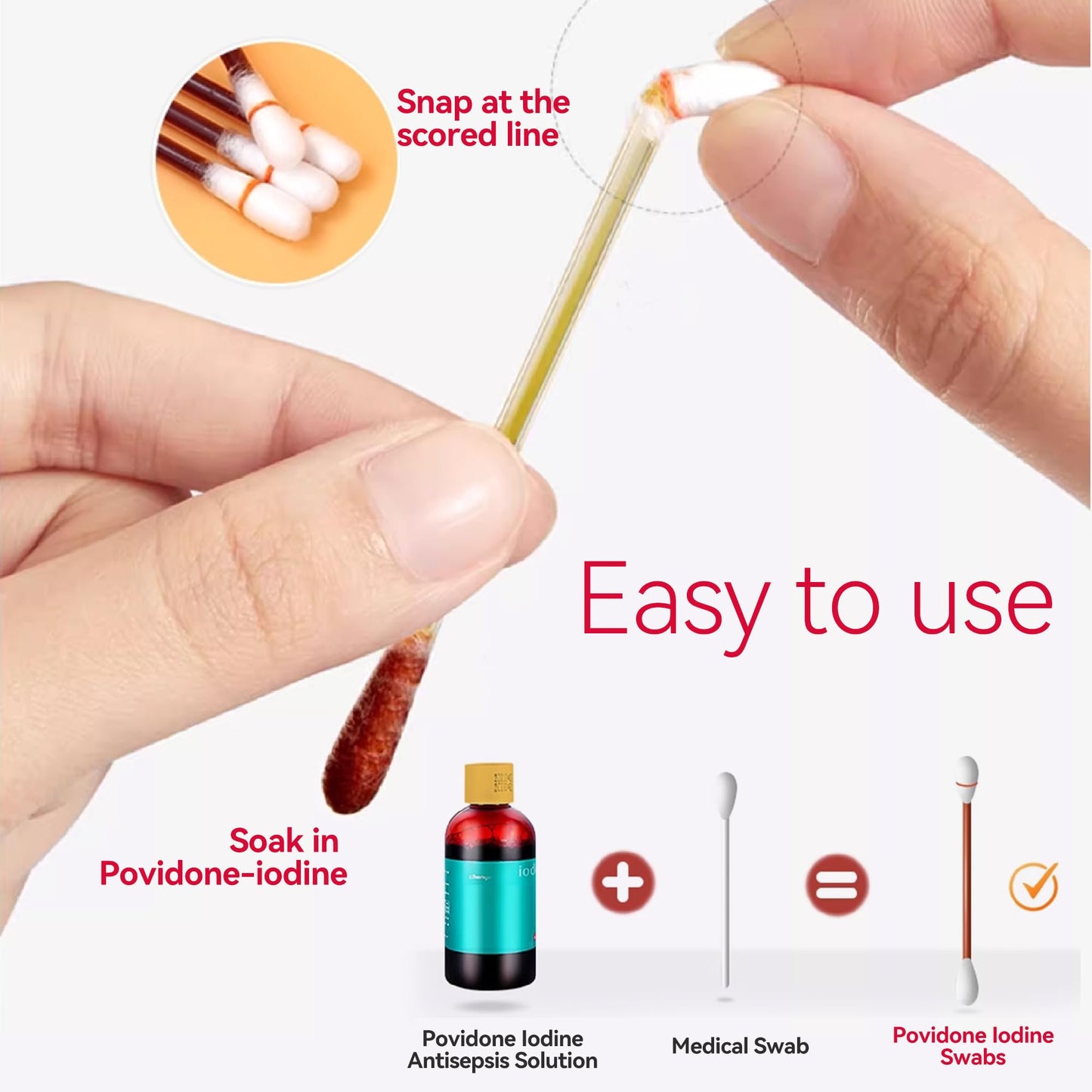 50-Count Disposable Povidone Iodine Swabs, Iodine Cotton swabs, Iodine swabsticks, Wound Care, Gentle Care and Emergency Care for The Whole Family.