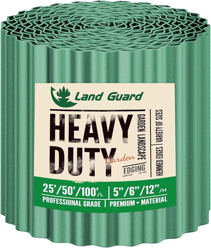 Land Guard Corrugated Metal Garden Edging, 12"×100Ft Steel Landscape Edging, Corrugated Metal Yard Edging Borders, Steel Edging for Landscaping, Garden Fence, Lawn, Flower Bed (Olive-Green)