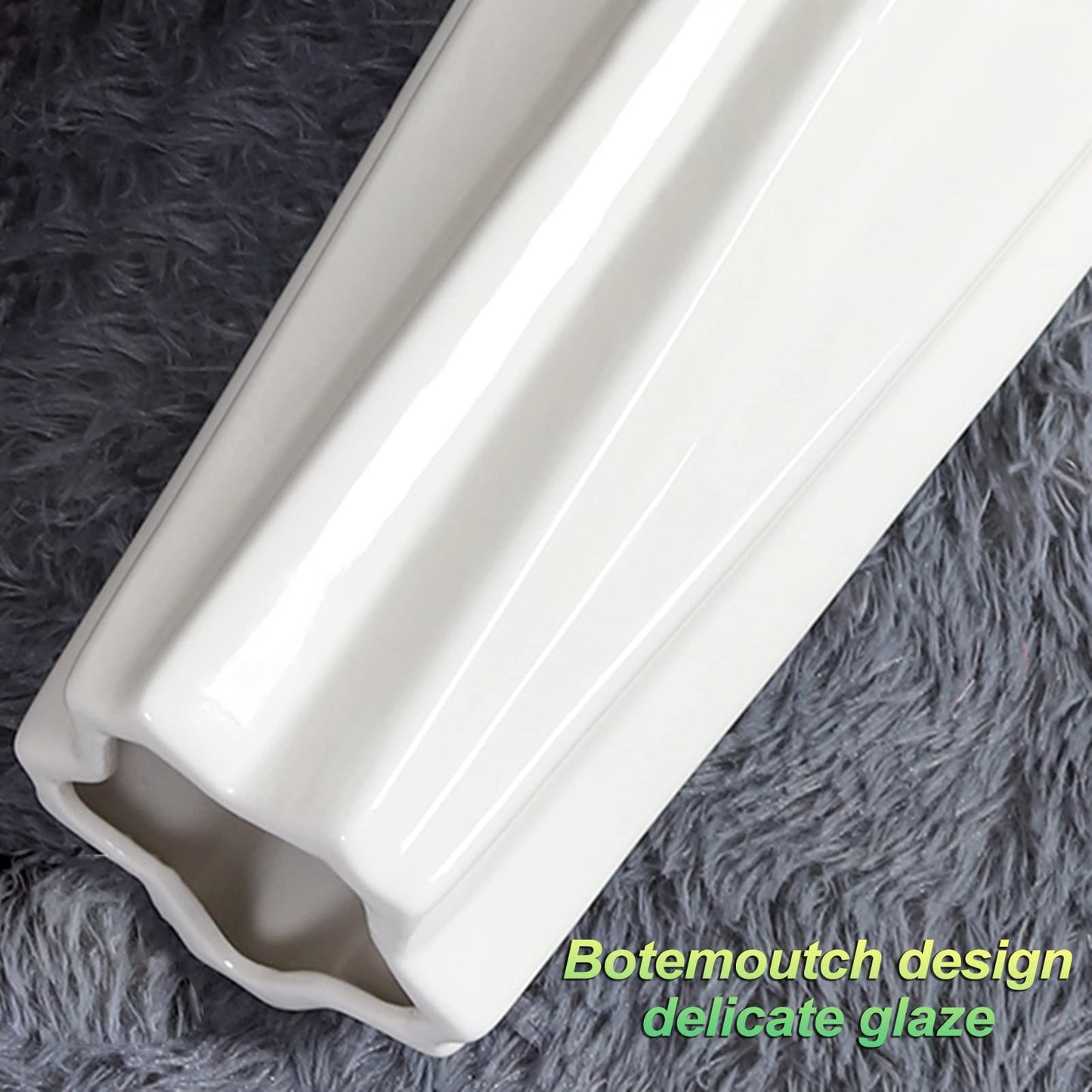 UWYTGF Floor Vase Ceramic Vase,Decorative Large,Floor,Large Floor Vase,White Ceramic Vase,Handcrafted,Sophisticated Vessel for Decorative Branches and Dried Flower,White-61Cm,White,45cm