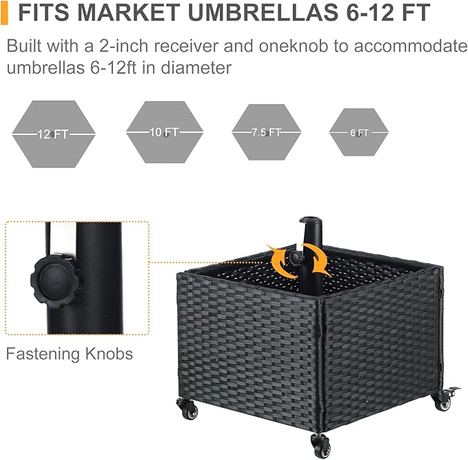 SUNNYPARK Umbrella Stand Outdoor Base with 4 Wheels Heavy Duty Patio Umbrella Planter for Garden Backyard Deck Poolside