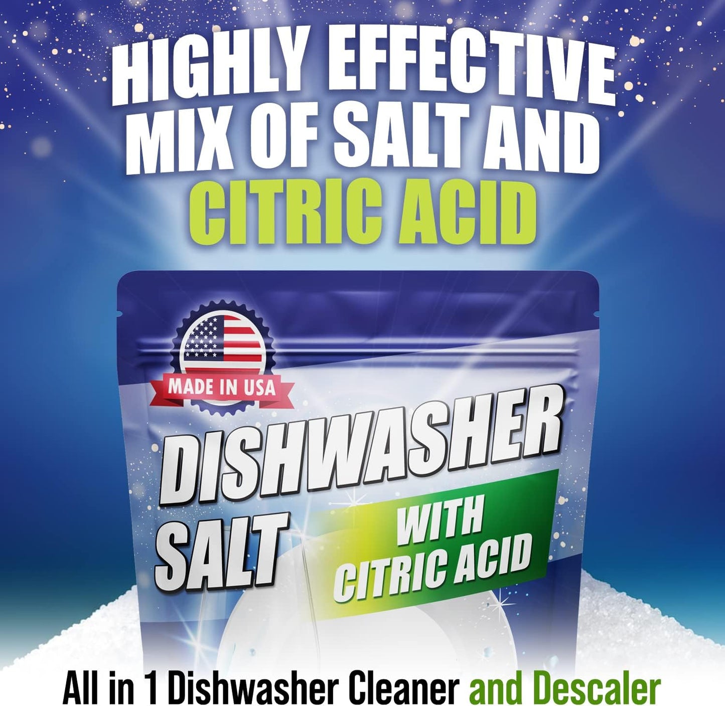 IMPRESA Dishwasher Rinse Aid Salt - 4 Lb - Citric Acid Cleaner & Descaler - Hard Water Stain Remover & Detergent Booster