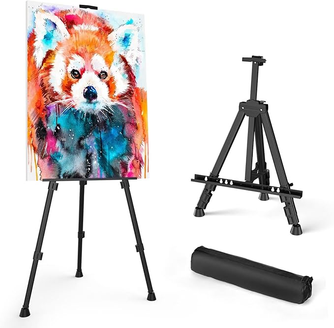 Art Painting Artist Easel Stand, Portable Adjustable Aluminum Metal Tripod Display Easel with Bag, Height from 17 to 66 in...
