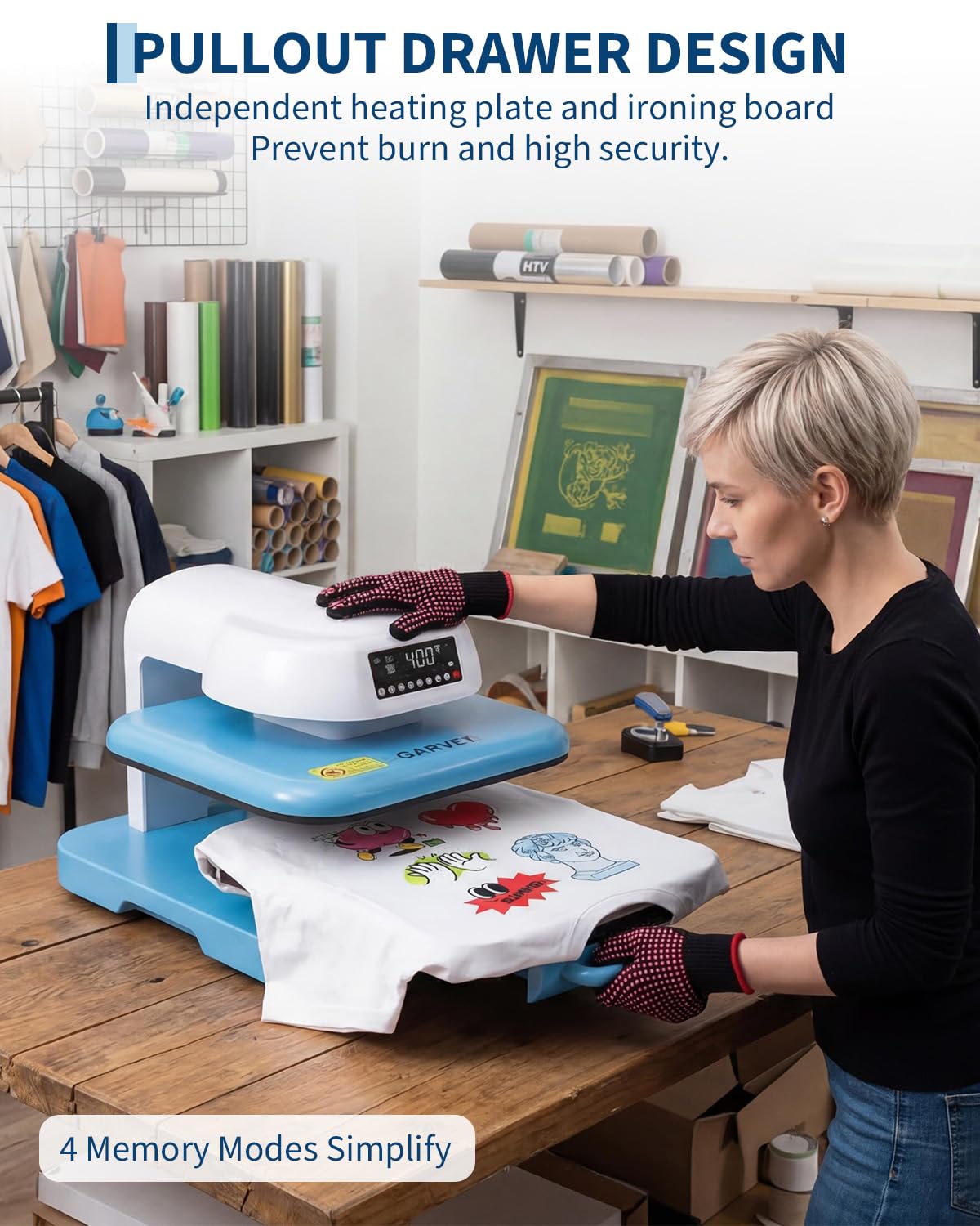 Auto Heat Press Machine, 15"x15" Professional Smart Heat Press with Precise Temp/Timer Control, Digital Display, 4 Memory Modes for HTV Sublimation Heat Transfer Projects, Fast Even Heat