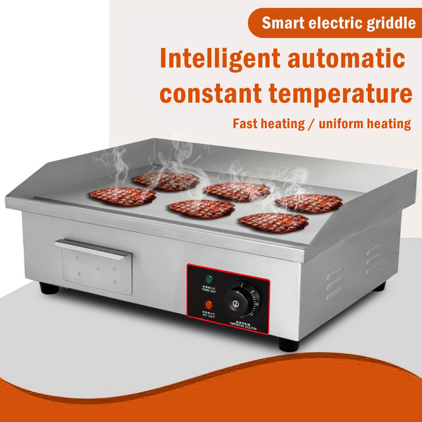 Aliyaduo 110V 3000W 22" Commercial Electric Countertop Griddle Flat Top Grill Hot Plate BBQ,Adjustable Thermostatic Control,Stainless Steel Restaurant Grill for Kitchen