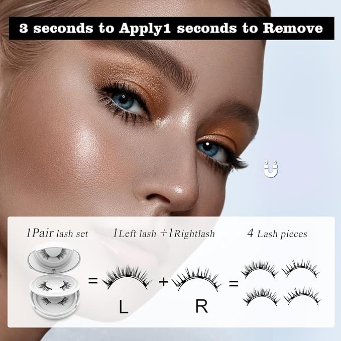Elara Craft Magnetic Lashes,Magnetic Lashes Kit,2025 New Magnet Eyelashes with Applicator Natural Look,No Glue Needed Reusable Eyelashes Kit for Women(06+03)