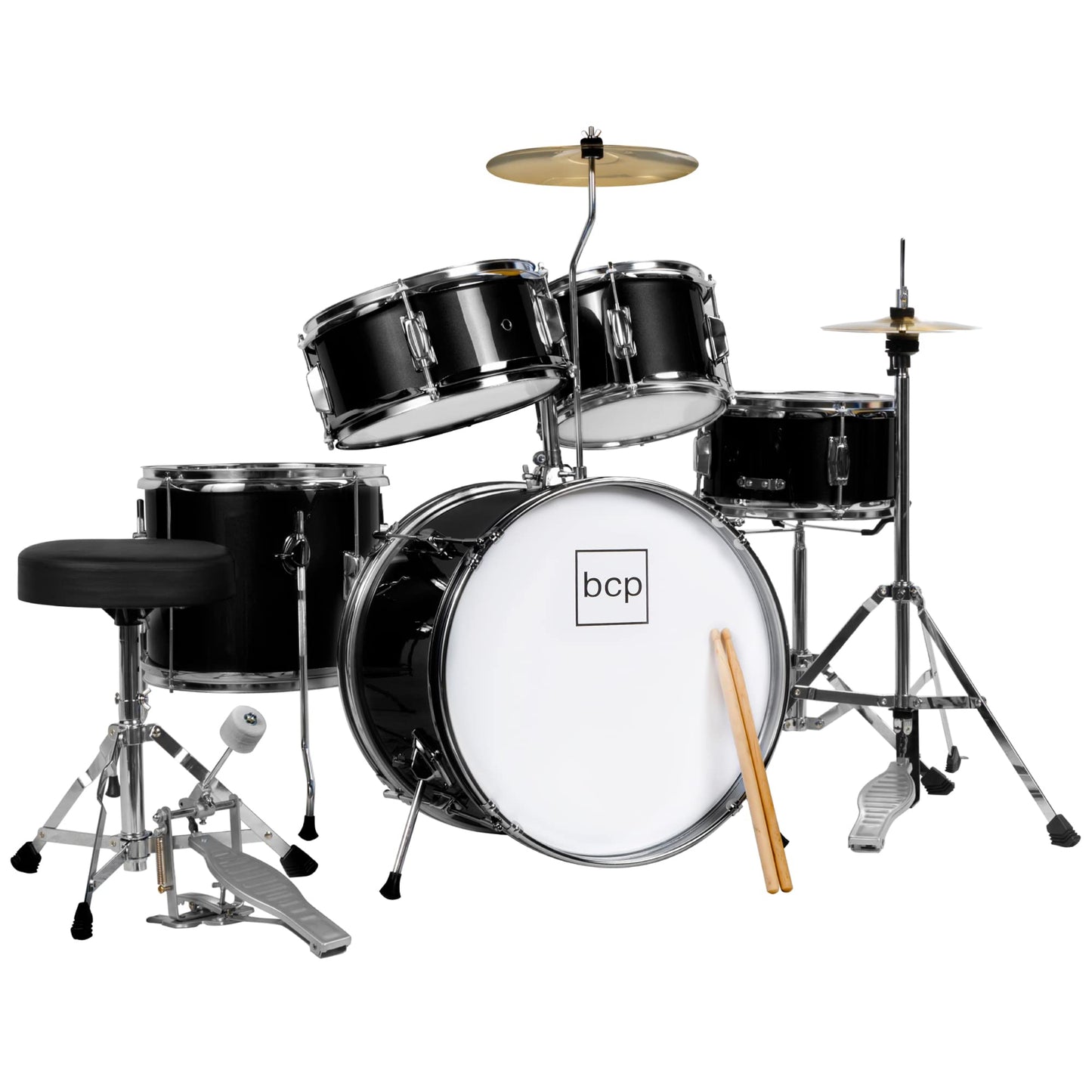 Best Choice Products Kids 5-Piece Beginner Drum Set Junior Kit, Starter Percussion W/Cymbals, Pedal, Drumsticks, Stool, Toms, Sn