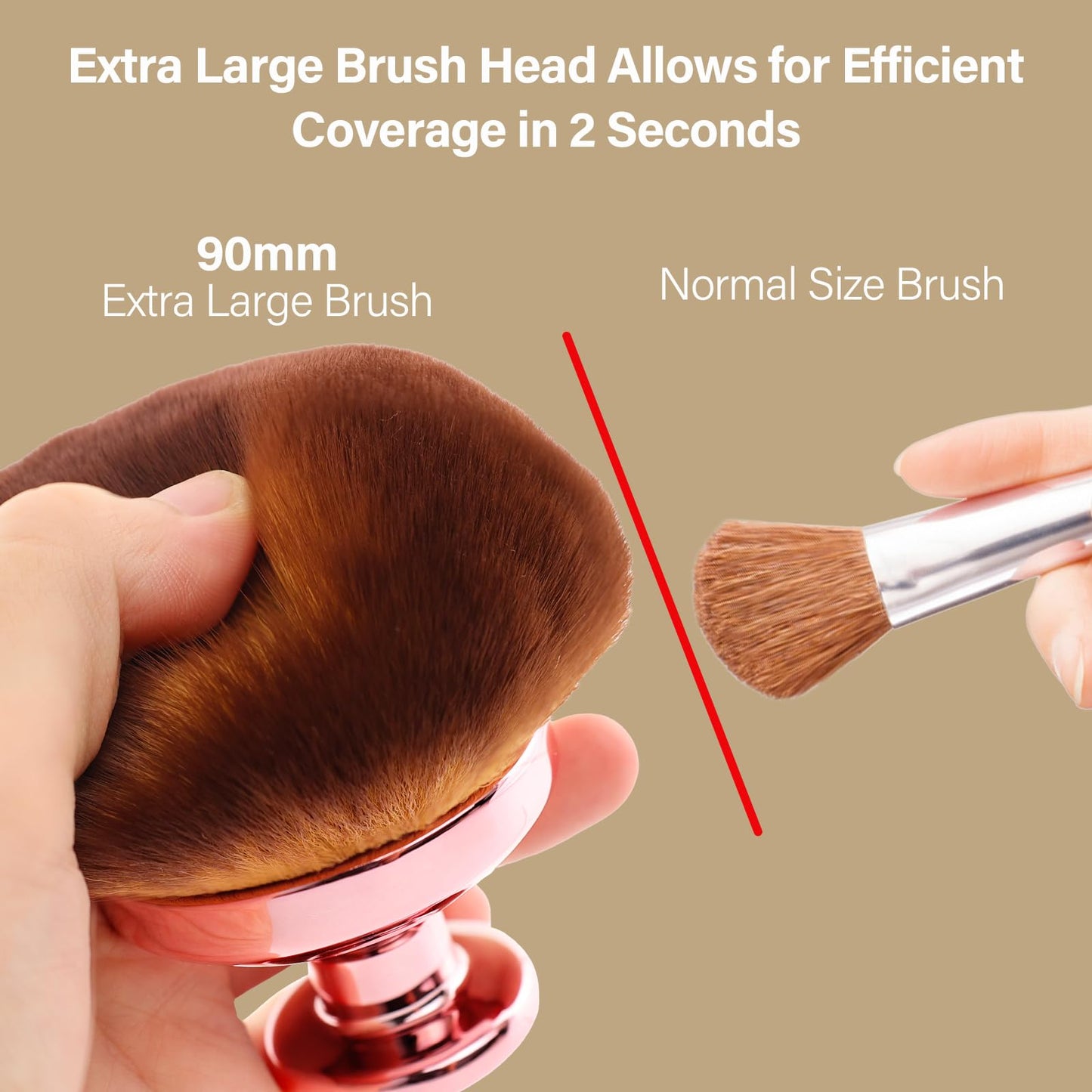 Extra Large Body Makeup Brush For Self Tanner, Leg Makeup &Bronzer Blend,90 mm Wide-headed Kabuki Brush Provides More Even &Pret