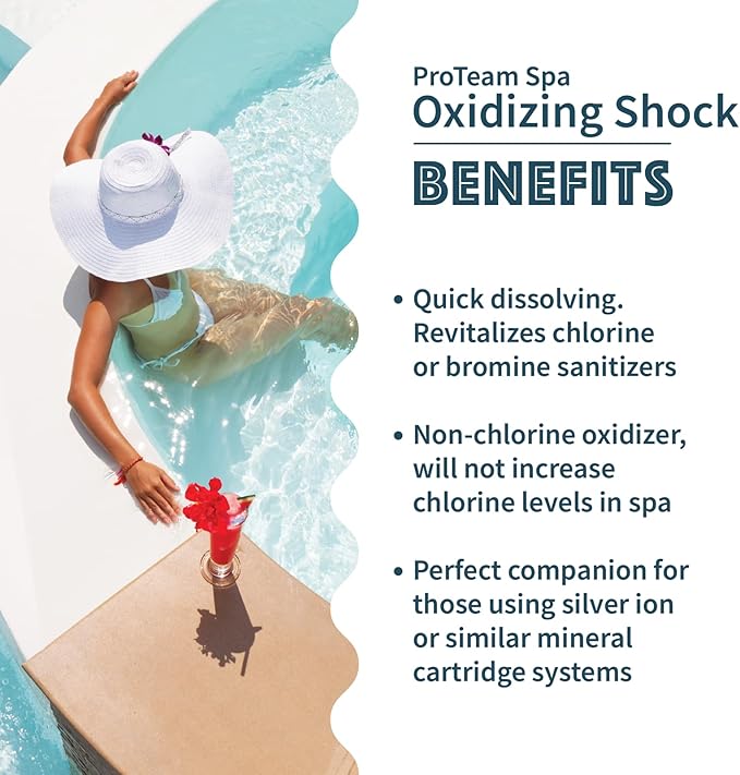 ProTeam Non-Chlorine Spa Shock for Hot Tub – Fast-Acting Oxidizing Shock Treatment, Clears Cloudy Water & Eliminates Odors – Made in USA, 2.2 lb (2 Pack) + SplashWiz Care e-Book