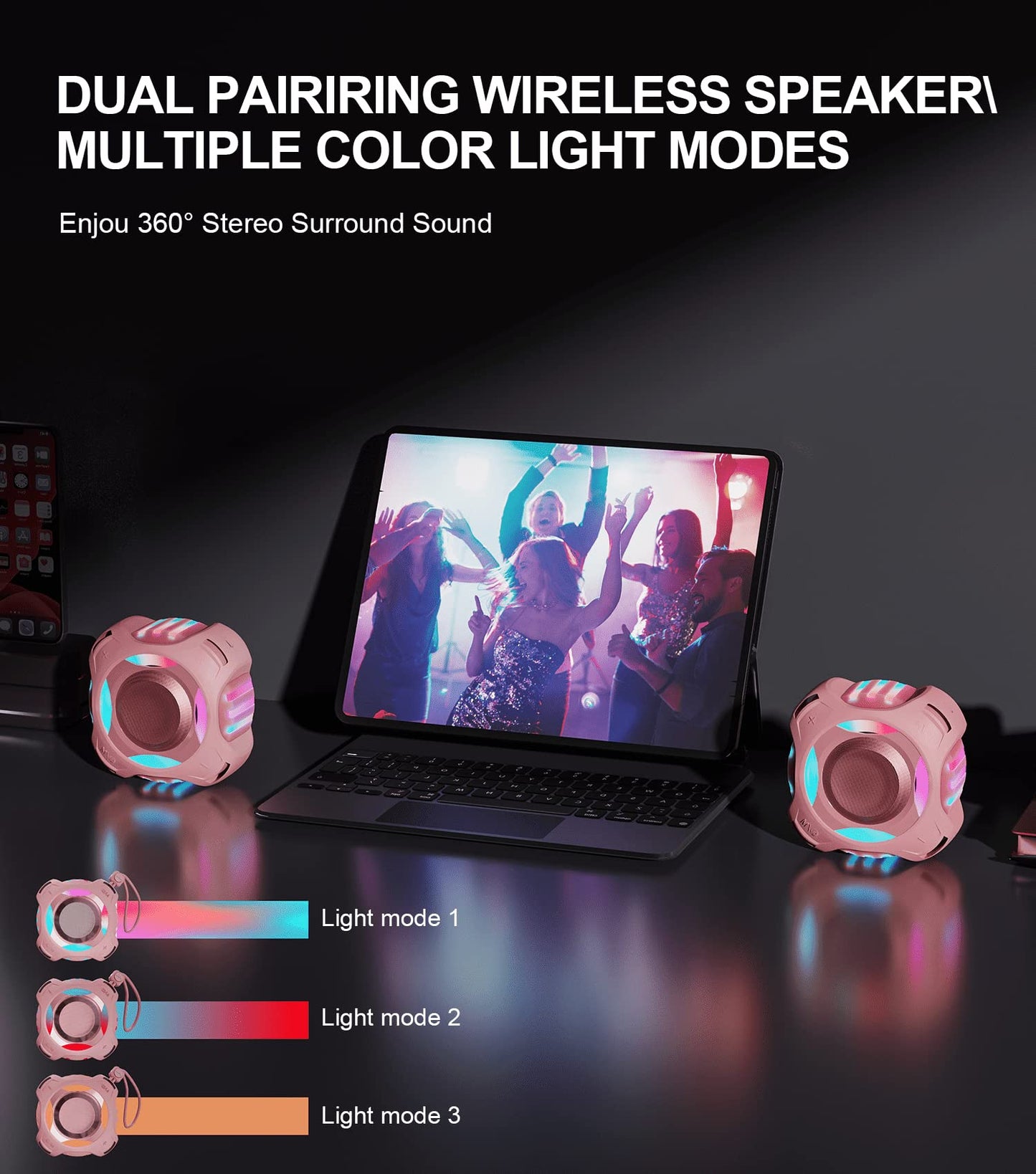 comiso Bluetooth Shower Speaker, Waterproof Bluetooth Speakers IPX7, Floating 2000mAh, Portable Wireless Speaker with LED Light, Loud HD Sound and Bass for Travel Beach Pool, Camping, Ideal Gifts.