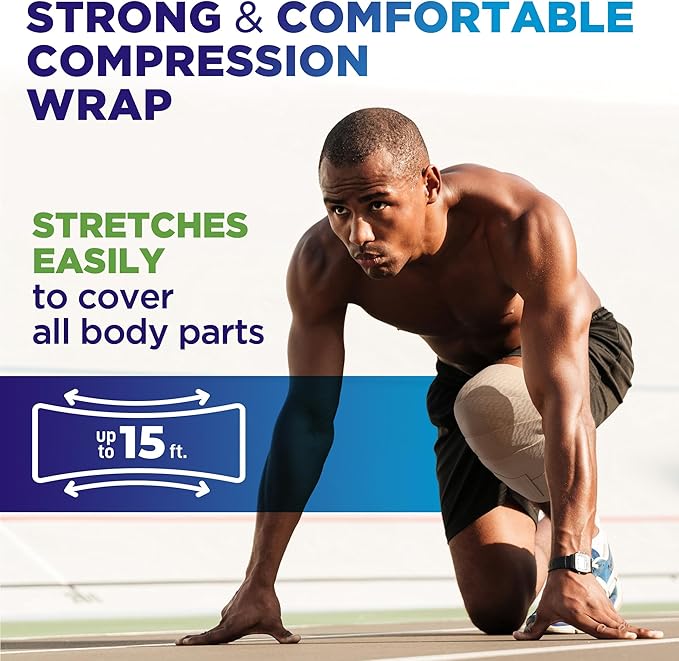 High-Performance Elastic Bandage Wrap - 6 Pack (2x2in, 2x3in, 2x4in) - Self-Closing Strong Compression Bandage Wrap for Feet, Ankles, Wrists, and Knees
