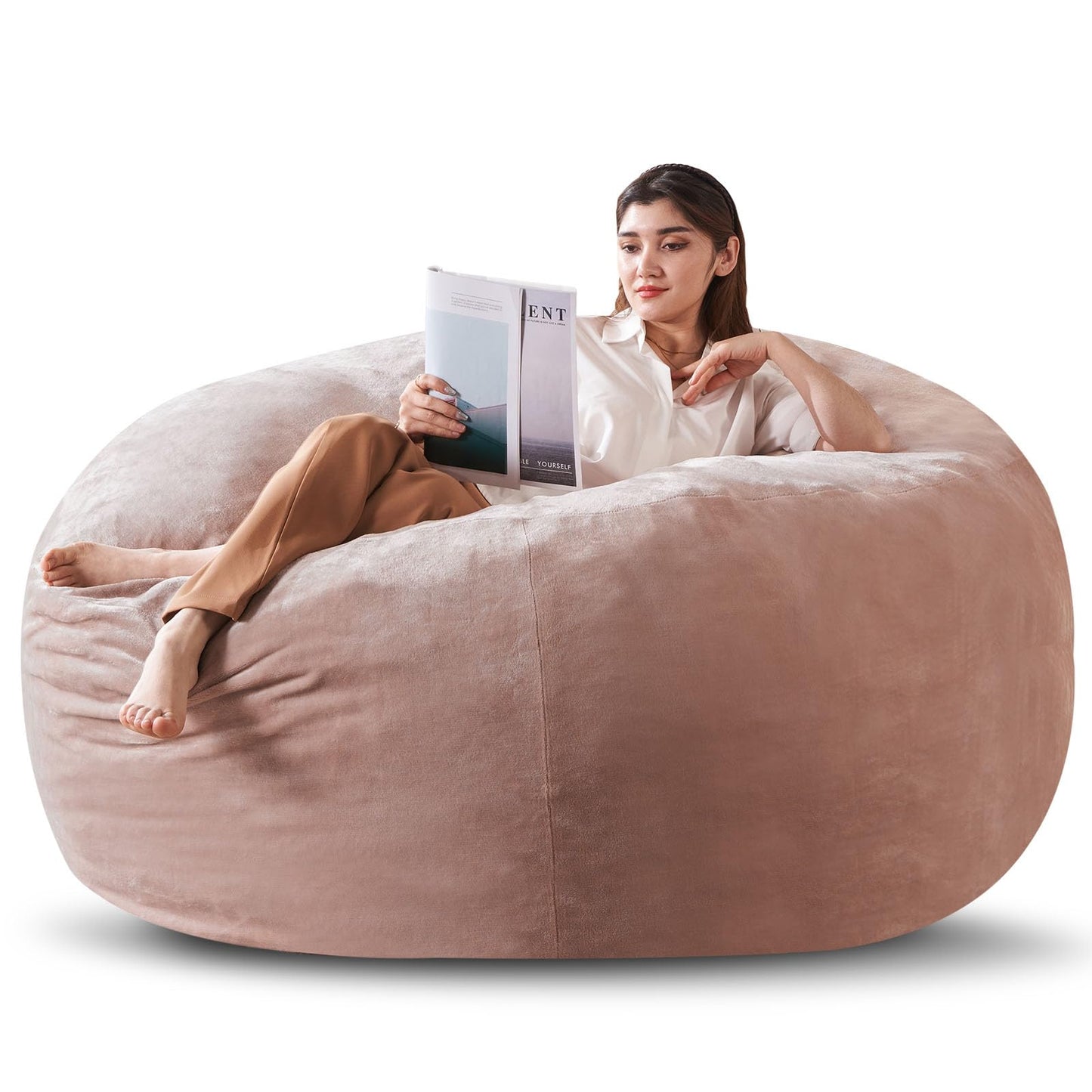Big Bean Bag Chairs for Adults 6FT Bean Bag Chair with Filler Included Memory Foam Chair Super Soft Plush, Living Room Furniture, Suitable for bedrooms, Dorm Reading Lounge Chairs(Pink)