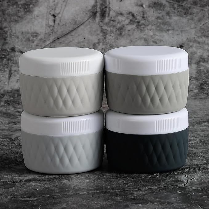 Travel Containers for Toiletries, Silicone Cream Jars BPA-Free, TSA Approved 2oz Travel Size Containers, Leak-proof Silicone Jars with Lid for Cosmetic Face Hand Body Cream (4 Pack)