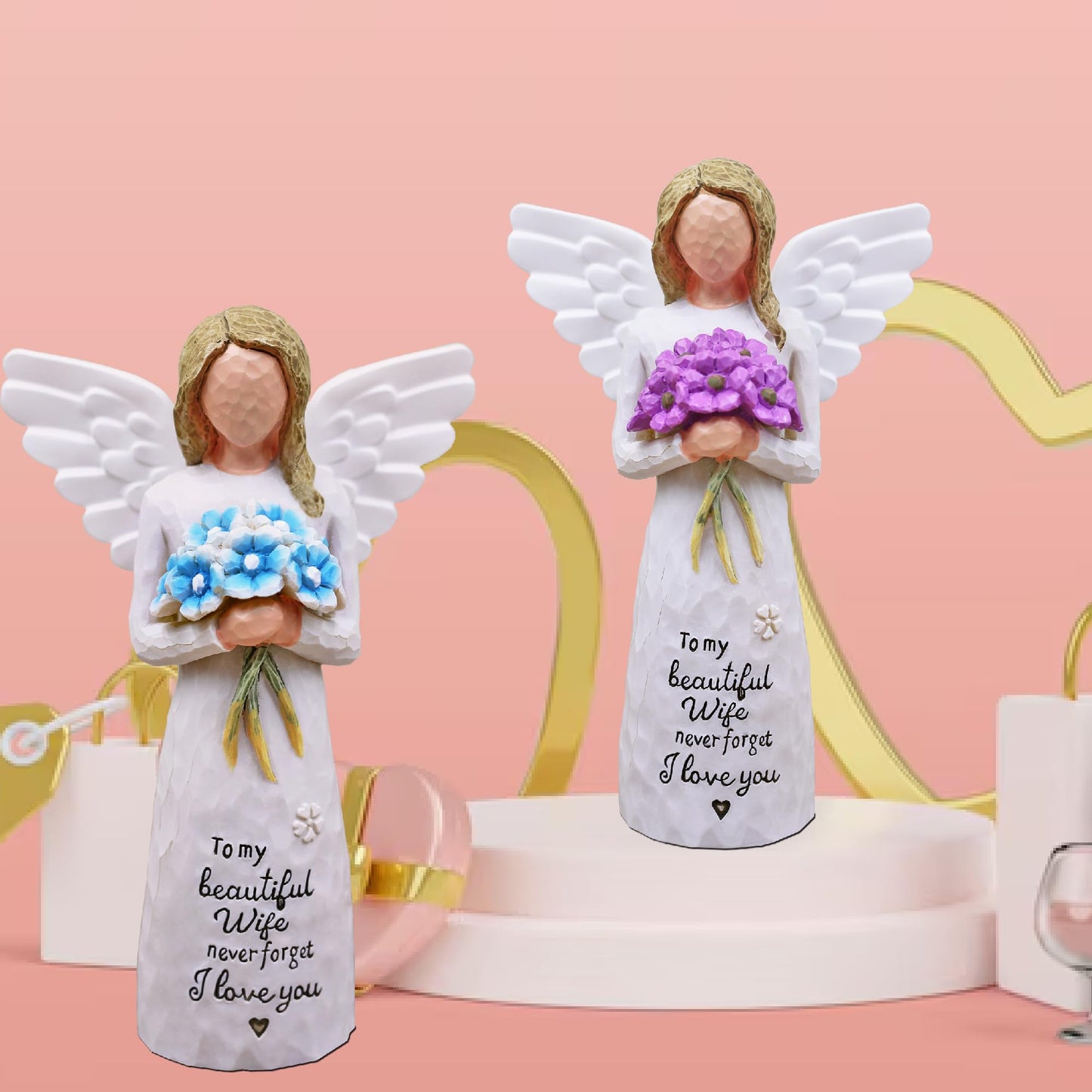 AUMELO Wife Gifts from Husband-Birthday Gifts for Wife, Woman Gifts, Wedding Gift,Gifts for My Wife for Wife,Best Wife Presents-Handmade Resin Figurines (Blue)