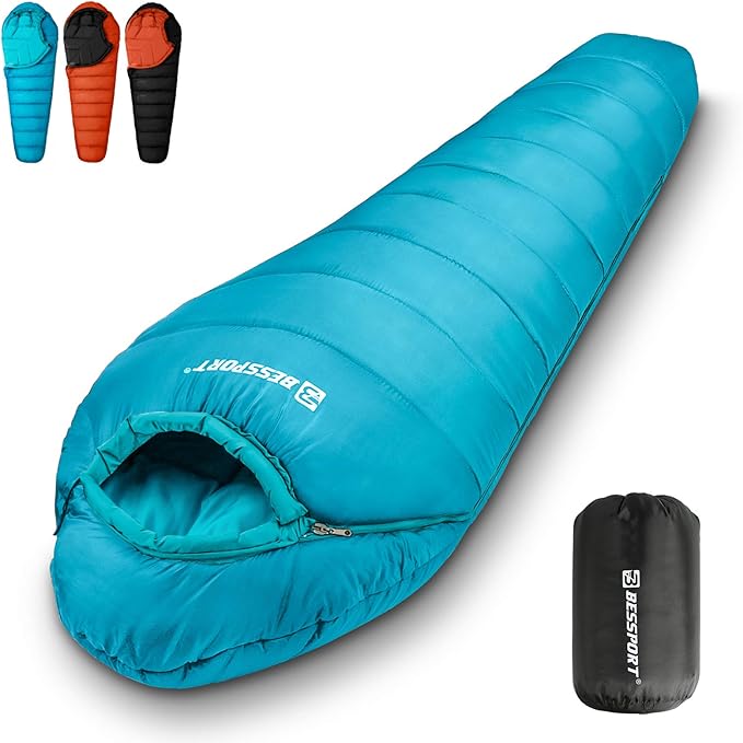 Bessport Mummy Sleeping Bag | 15-45 ℉ Extreme 3-4 Season Sleeping Bag for Adults Cold Weather– Warm and Washable, for Hiki...