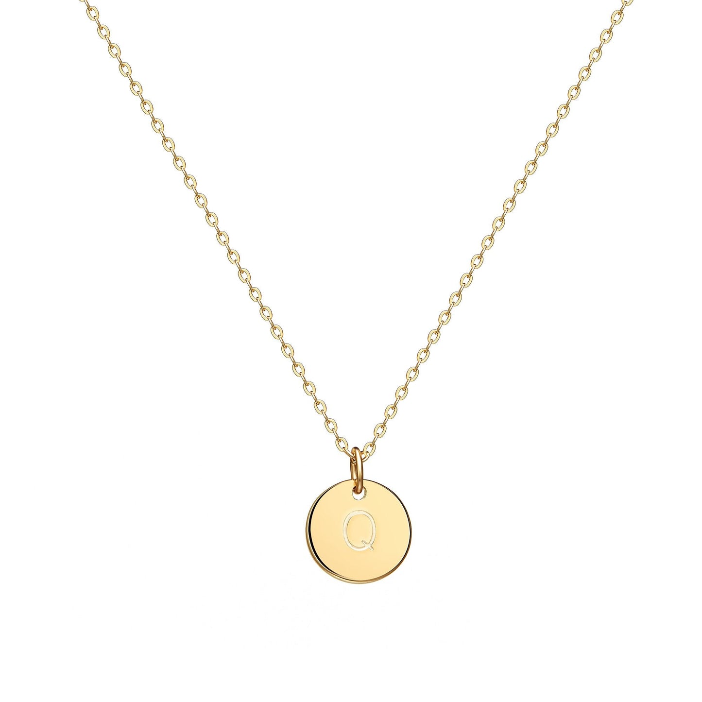 Valloey Rover Initial Necklaces for Women 14K Gold Plated Dainty Layered Necklce Round Coin Disc Pendant Engraved Letter F Neckl
