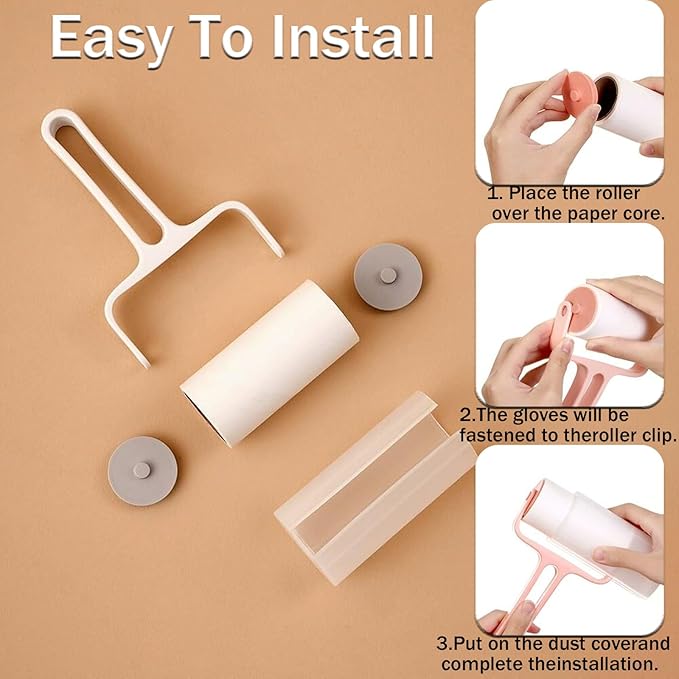 Lint Rolle 300 Sheets,Pet Hair Remover Kit,1 Handle with 5 Extra Sticky Lint Roller for Carpet,Car Seats,Clothes,Dust,Cats,Dogs (Pink)
