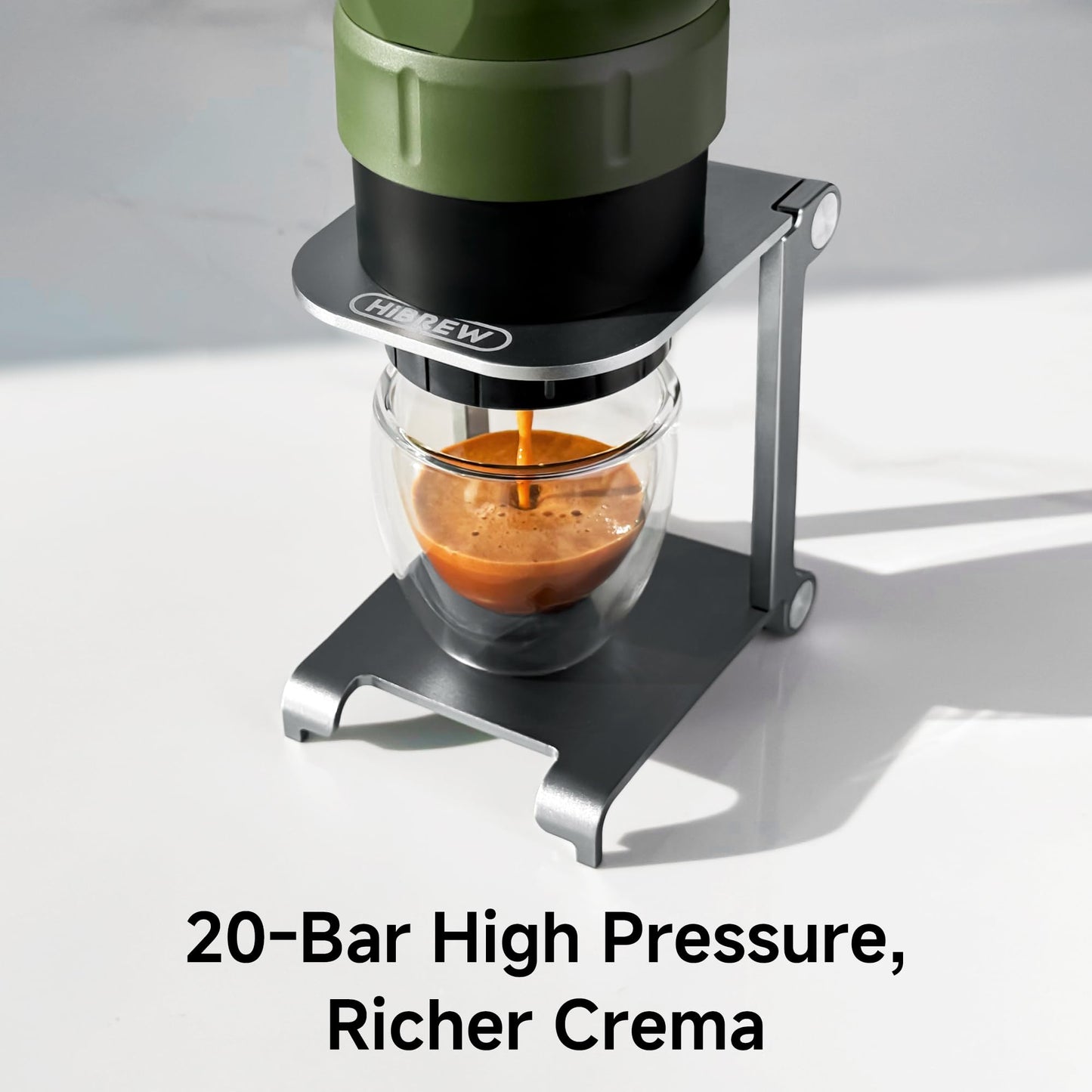 HIBREW H4C Explorer - Portable Electric Espresso Machine, USB-C Rechargeable Coffee Machine for Camping and Travel, Compact for Capsules & Ground Coffee, with Foldable Holder & Carrying Case (Green)