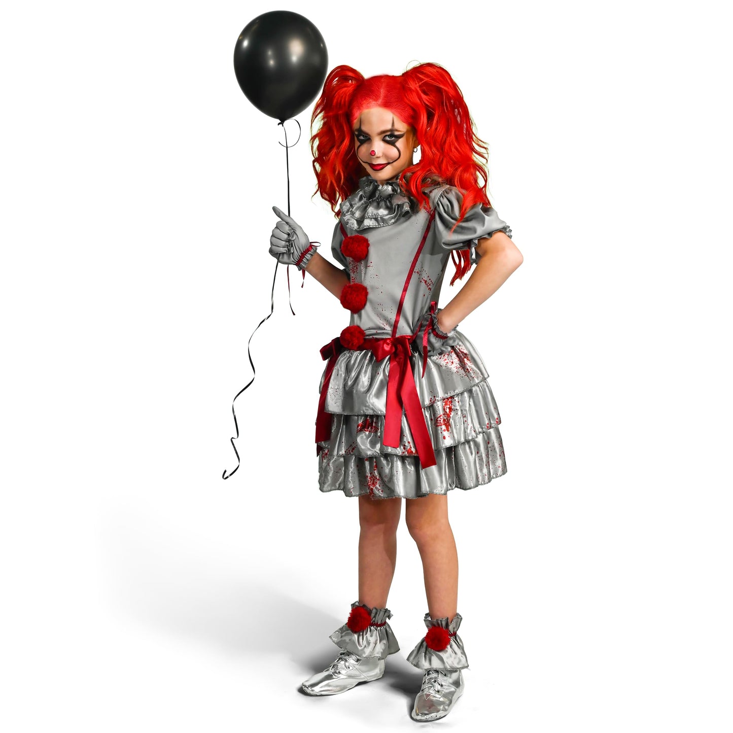 Spooktacular Creations Girls Clown Costume, Evil Clown Dress, Halloween Scary Jester Costume for Girls Halloween Dress Up, Role Play, Cosplay Party-S