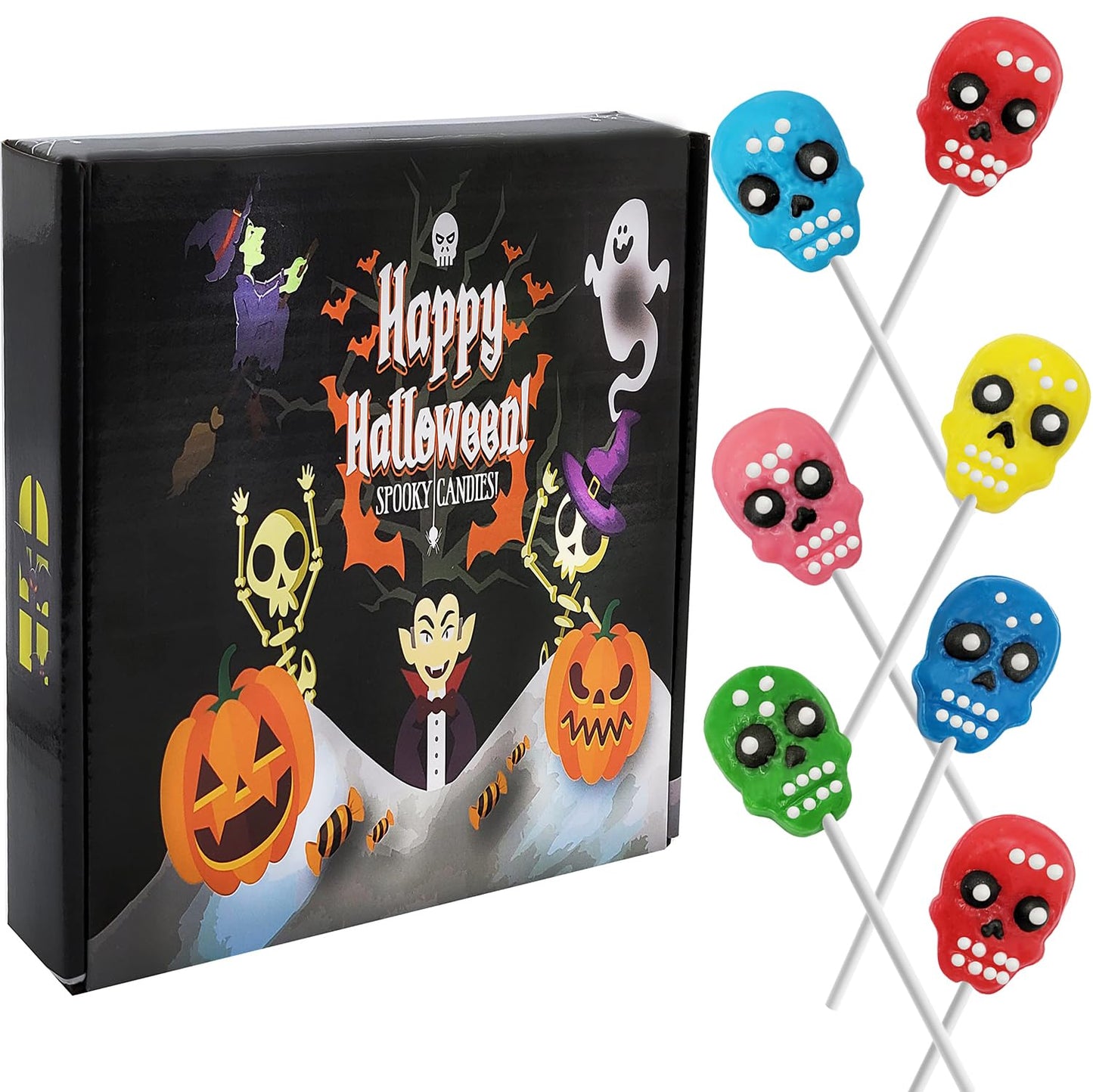 Fruidles Halloween Skull Candy Day of the Dead Lollipops Individually Wrapped (24-Pack