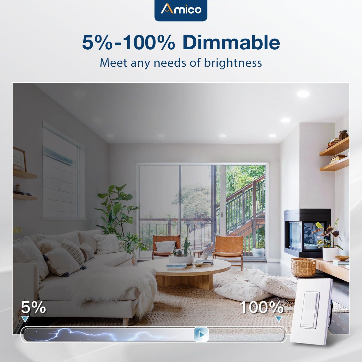 Amico Recessed Lighting 4 Inch, 24 Pack 5CCT Flat LED Can Lights, 2700K/3000K/4000K/5000K/6000K Selectable, 7W Eqv 60W, 700LM Brightness, Retrofit Installation - ETL & FCC