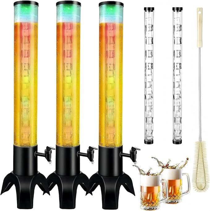 3L Mimosa Tower Dispenser, 100oz/3.17 Qt. Drink Tower Tabletop Beer Dispenser with Ice Tube for Bars Bars Parties Restaura...